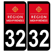 Supstick 2 Stickers Autocollants Plaques Immatriculation Auto Dept 32 Midi Pyrénées Noir Angles Carrés