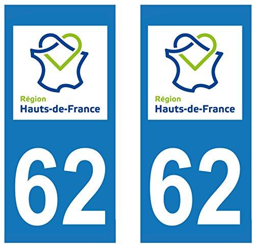 supstick 2 STICKERS AUTOCOLLANT PLAQUE IMMATRICULATION DEPT 62 Hauts de France format rectangulaire - supstick.fr