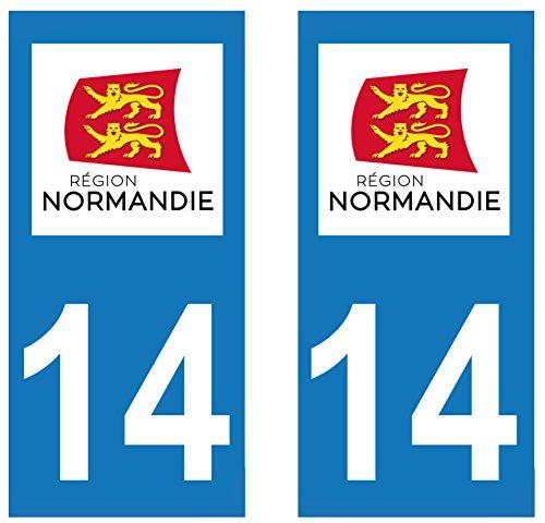 supstick 2 STICKERS AUTOCOLLANT PLAQUE IMMATRICULATION DEPT 14 Normandie format rectangulaire - supstick.fr