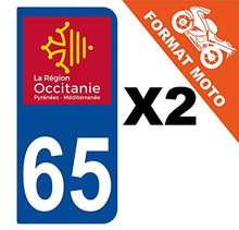 Supstick 2 Stickers Autocollants Plaques Immatriculation Moto Dept 65 Occitanie Bleu Foncé 2 Angles Arrondis