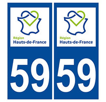 Supstick 2 Stickers Autocollants Plaques Immatriculation Auto Dept 59 Hauts de France Bleu Foncé Angles Carrés