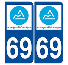 Supstick 2 Stickers Autocollants Plaques Immatriculation Auto Dept 69 Auvergne Rhône Alpes Bleu Foncé Angles Arrondis