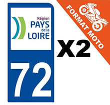 Supstick 2 Stickers Autocollants Plaques Immatriculation Moto Dept 72 Pays de la Loire Bleu Foncé 1 Angle Arrondi