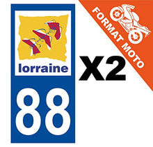 Supstick 2 Stickers Autocollants Plaques Immatriculation Moto Dept 88 Lorraine Bleu Foncé Angles Carrés
