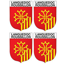 Supstick Lot de 4 Autocollants Stickers Blason de région département Languedoc Roussillon Format 5x4cm - supstick.fr