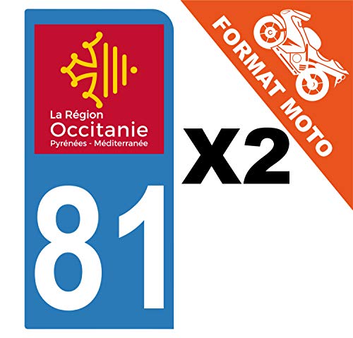 Supstick 2 Stickers Autocollants Plaques Immatriculation Moto Dept 81 Occitanie Bleu Clair 1 Angle Arrondi