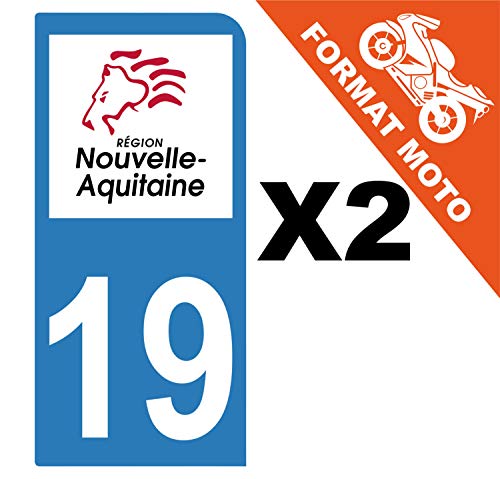 Supstick 2 Stickers Autocollants Plaques Immatriculation Moto Dept 19 Nouvelle Aquitaine Bleu Clair 1 Angle Arrondi