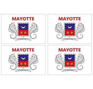 Supstick Lot de 4 Autocollants Stickers Drapeau de Pays Nation Mayotte Format 12x8cm