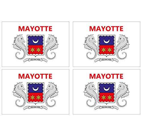 Supstick Lot de 4 Autocollants Stickers Drapeau de Pays Nation Mayotte Format 12x8cm