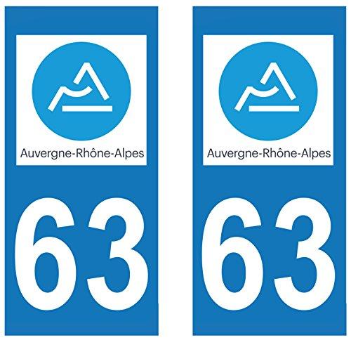 supstick 2 STICKERS AUTOCOLLANT PLAQUE IMMATRICULATION DEPT 63 Auvergne-Rhône-Alpes format rectangulaire - supstick.fr
