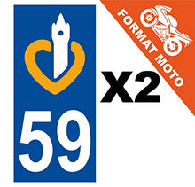 Supstick 2 Stickers Autocollants Plaques Immatriculation Moto Dept 59 Nord Bleu Foncé Angles Carrés