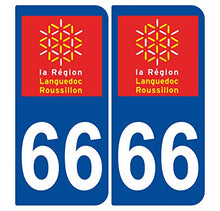 Supstick 2 Stickers Autocollants Plaques Immatriculation Auto Dept 66 Languedoc Roussillon Bleu Foncé Angles Arrondis