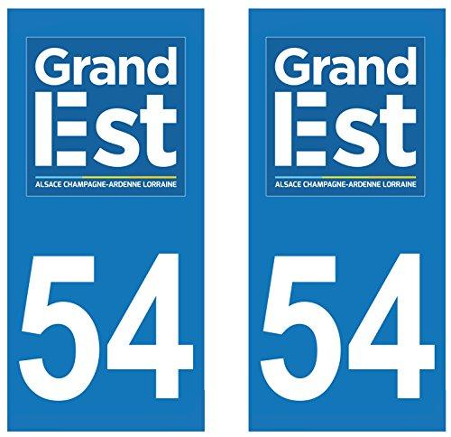 supstick 2 STICKERS AUTOCOLLANT PLAQUE IMMATRICULATION DEPT 54 Grand Est format rectangulaire - supstick.fr
