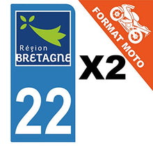 Supstick 2 Stickers Autocollants Plaques Immatriculation Moto Dept 22 Bretagne Bleu Clair 1 Angle Arrondi