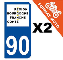 Supstick 2 Stickers Autocollants Plaques Immatriculation Moto Dept 90 Bourgogne Franche Comté Bleu Foncé 2 Angles Arrondis