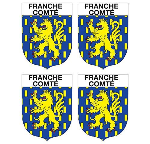 Supstick Lot de 4 Autocollants Stickers Blason de région département Franche Comté Format 5x4cm - supstick.fr