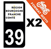 Supstick 2 Stickers Autocollants Plaques Immatriculation Moto Dept 39 Bourgogne Franche Comté Noir 2 Angles Arrondis