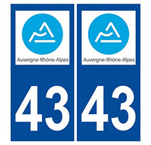 Supstick 2 Stickers Autocollants Plaques Immatriculation Auto Dept 43 Auvergne Rhône Alpes Bleu Foncé Angles Carrés