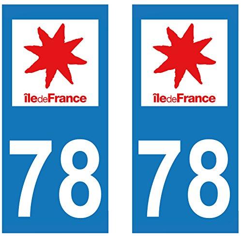 supstick 2 STICKERS AUTOCOLLANT PLAQUE IMMATRICULATION DEPT 78 Région île-de-France format rectangulaire - supstick.fr