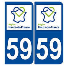 Supstick 2 Stickers Autocollants Plaques Immatriculation Auto Dept 59 Hauts de France Bleu Foncé Angles Arrondis