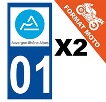 Supstick 2 Stickers Autocollants Plaques Immatriculation Moto Dept 01 Auvergne Rhône Alpes Bleu Foncé Angles Carrés