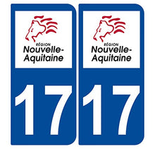Supstick 2 Stickers Autocollants Plaques Immatriculation Auto Dept 17 Nouvelle Aquitaine Bleu Foncé Angles Arrondis