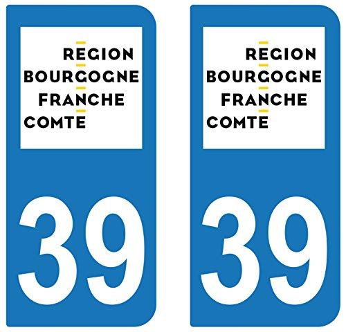 supstick 2 STICKERS AUTOCOLLANT PLAQUE IMMATRICULATION DEPT 39 region Bourgogne-Franche-Comté - supstick.fr