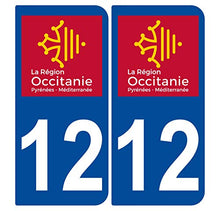 Supstick 2 Stickers Autocollants Plaques Immatriculation Auto Dept 12 Occitanie Bleu Foncé Angles Arrondis
