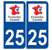Supstick 2 Stickers Autocollants Plaques Immatriculation Auto Dept 25 Franche Comté Bleu Foncé Angles Arrondis