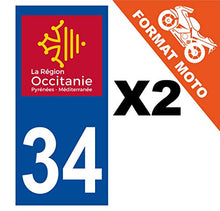 Supstick 2 Stickers Autocollants Plaques Immatriculation Moto Dept 34 Occitanie Bleu Foncé Angles Carrés