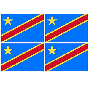 Supstick Lot de 4 Autocollants Stickers Drapeau de Pays Nation Congo Format 6x4cm