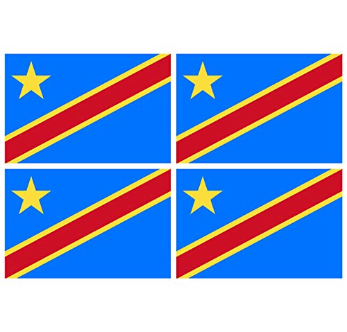 Supstick Lot de 4 Autocollants Stickers Drapeau de Pays Nation Congo Format 6x4cm