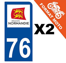 Supstick 2 Stickers Autocollants Plaques Immatriculation Moto Dept 76 Normandie Bleu Foncé 1 Angle Arrondi