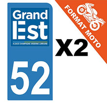Supstick 2 Stickers Autocollants Plaques Immatriculation Moto Dept 52 Grand Est Bleu Clair 1 Angle Arrondi