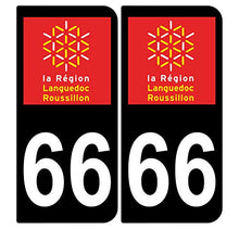 Supstick 2 Stickers Autocollants Plaques Immatriculation Auto Dept 66 Languedoc Roussillon Noir Angles Arrondis