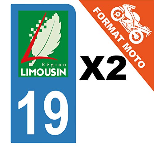 Supstick 2 Stickers Autocollants Plaques Immatriculation Moto Dept 19 Limousin Bleu Clair 1 Angle Arrondi