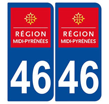 Supstick 2 Stickers Autocollants Plaques Immatriculation Auto Dept 46 Midi Pyrénées Bleu Foncé Angles Arrondis