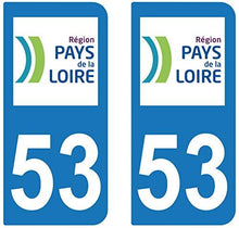 supstick 2 STICKERS AUTOCOLLANT PLAQUE IMMATRICULATION DEPT 53 Région Pays de la Loire - supstick.fr