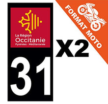 Supstick 2 Stickers Autocollants Plaques Immatriculation Moto Dept 31 Occitanie Noir Angles Carrés
