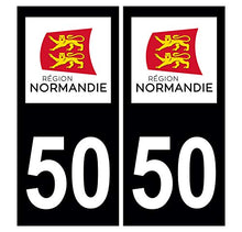 Supstick 2 Stickers Autocollants Plaques Immatriculation Auto Dept 50 Normandie Noir Angles Carrés
