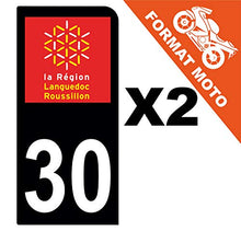 Supstick 2 Stickers Autocollants Plaques Immatriculation Moto Dept 30 Languedoc Roussillon Noir 1 Angle Arrondi