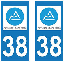 supstick 2 STICKERS AUTOCOLLANT PLAQUE IMMATRICULATION DEPT 38 Auvergne-Rhône-Alpes format rectangulaire - supstick.fr