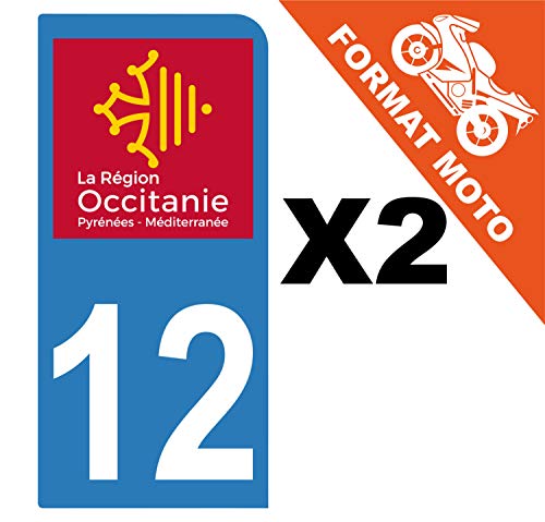 Supstick 2 Stickers Autocollants Plaques Immatriculation Moto Dept 12 Occitanie Bleu Clair 1 Angle Arrondi