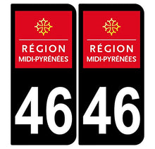 Supstick 2 Stickers Autocollants Plaques Immatriculation Auto Dept 46 Midi Pyrénées Noir Angles Arrondis