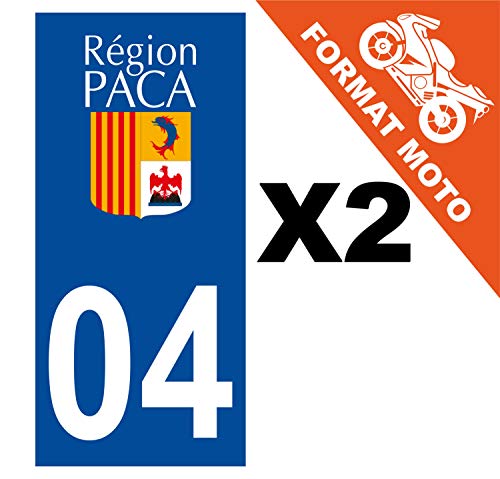 Supstick 2 Stickers Autocollants Plaques Immatriculation Moto Dept 04 Paca Bleu Foncé Angles Carrés