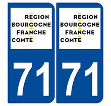 Supstick 2 Stickers Autocollants Plaques Immatriculation Auto Dept 71 Bourgogne Franche Comté Bleu Foncé Angles Arrondis