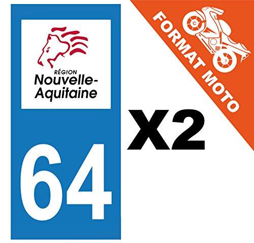 supstick 2 Stickers Autocollant Plaque IMMATRICULATION Moto DEPT 64 Nouvelle-Aquitaine Format rectangulaire - supstick.fr