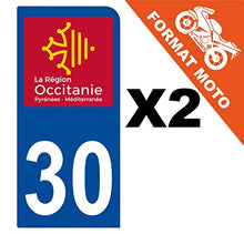 Supstick 2 Stickers Autocollants Plaques Immatriculation Moto Dept 30 Occitanie Bleu Foncé 1 Angle Arrondi