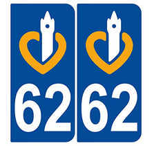 Supstick 2 Stickers Autocollants Plaques Immatriculation Auto Dept 62 Nord Bleu Foncé Angles Arrondis