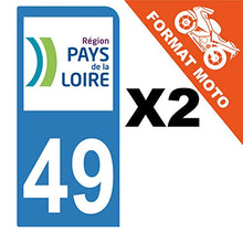 Supstick 2 Stickers Autocollants Plaques Immatriculation Moto Dept 49 Pays de la Loire Bleu Clair 1 Angle Arrondi